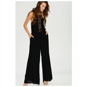 Black Crochet  Halter Jumpsuit